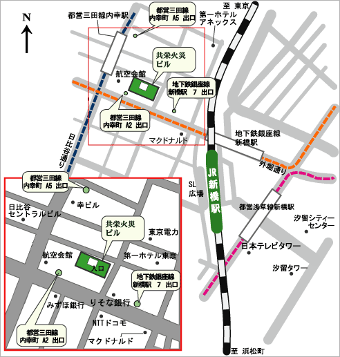画像：地図 東京都港区新橋1-18-6　共栄火災ビル7階